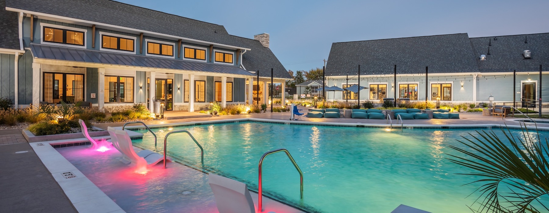 a swimming pool in a courtyard